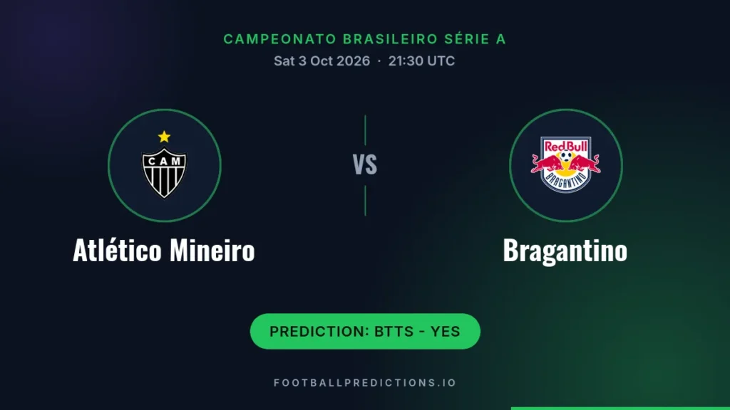 CA Mineiro vs RB Bragantino prediction, Campeonato Brasileiro Série A, 3 October 2026