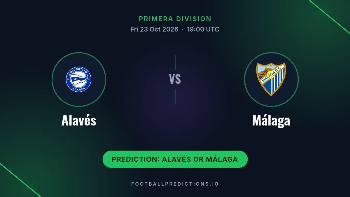 Alavés vs Málaga prediction, Primera Division, 23 October 2026