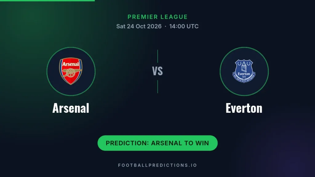Arsenal vs Everton prediction, Premier League, 24 October 2026
