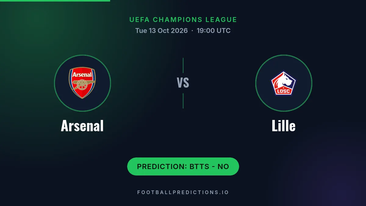 Arsenal vs Lille prediction, UEFA Champions League, 13 October 2026