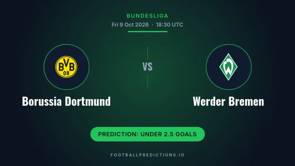 Borussia Dortmund vs Werder Bremen prediction, Bundesliga, 9 October 2026