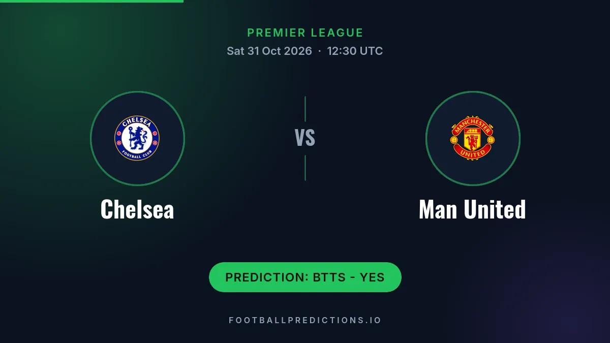 Chelsea vs Man United prediction, Premier League, 31 October 2026