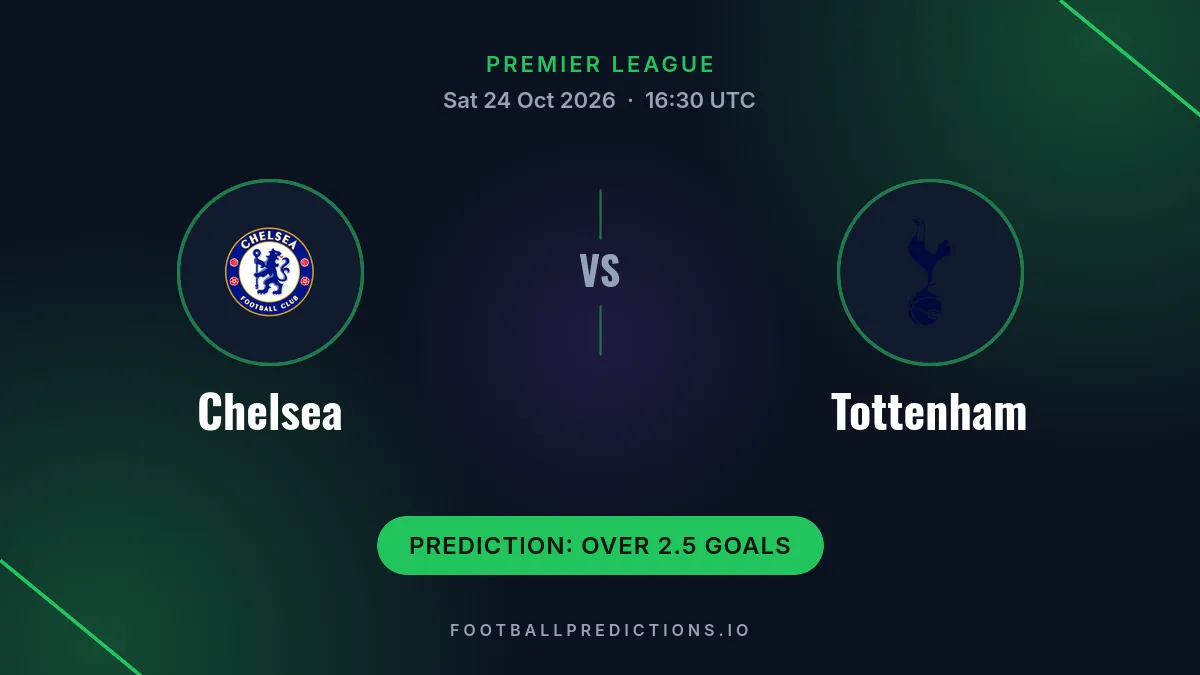 Chelsea vs Tottenham prediction, Premier League, 24 October 2026