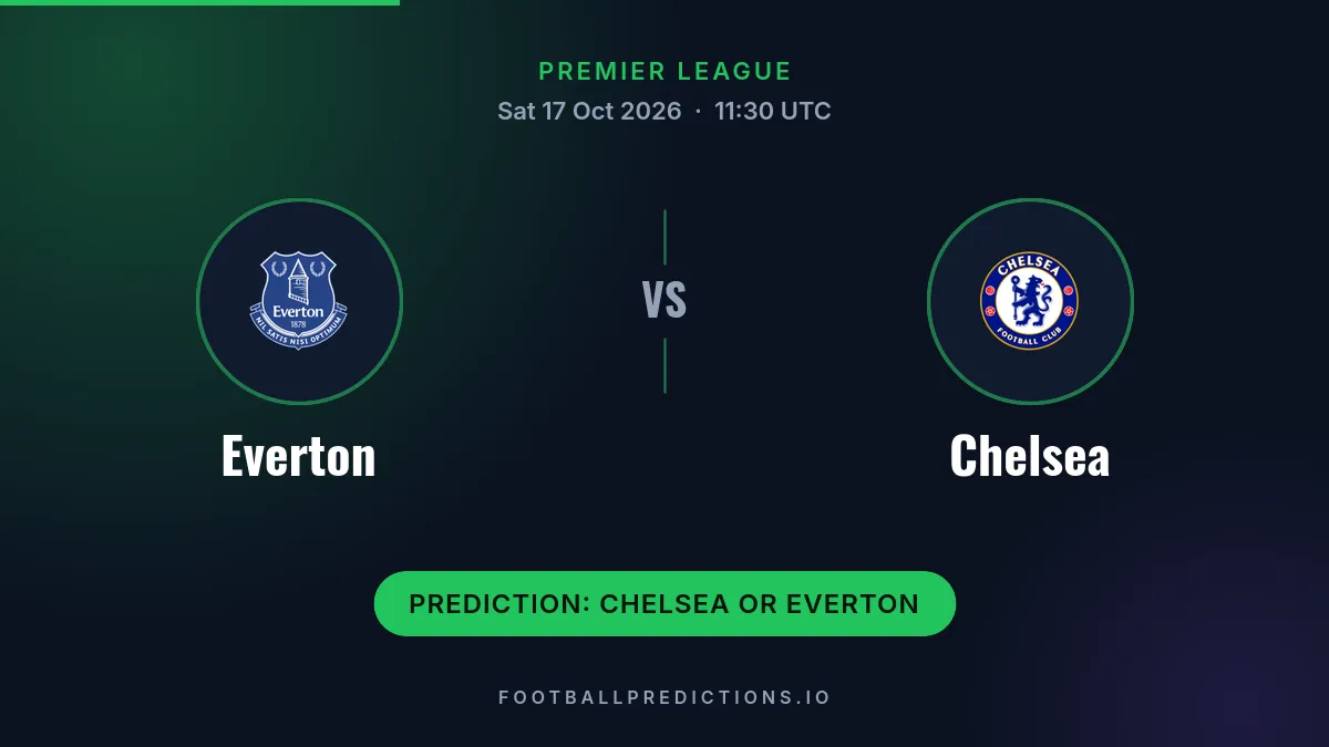 Everton vs Chelsea prediction, Premier League, 17 October 2026