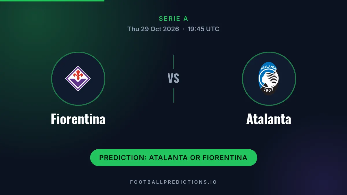 Fiorentina vs Atalanta prediction, Serie A, 29 October 2026