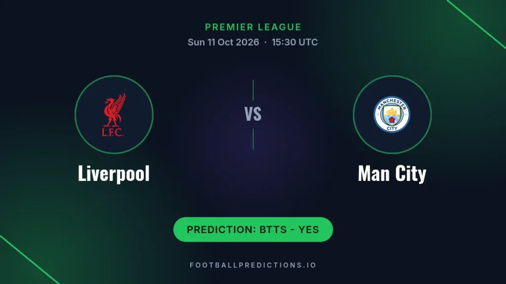 Liverpool vs Man City prediction, Premier League, 11 October 2026