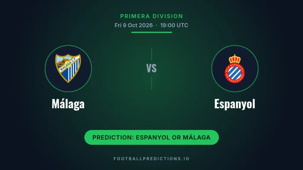 Málaga vs Espanyol prediction, Primera Division, 9 October 2026