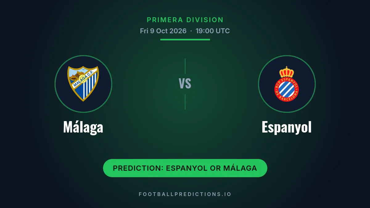 Málaga vs Espanyol prediction, Primera Division, 9 October 2026