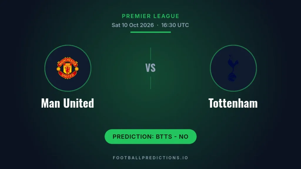 Manchester United FC vs Tottenham Hotspur FC prediction, Premier League, 10 October 2026, 16:30 UTC
