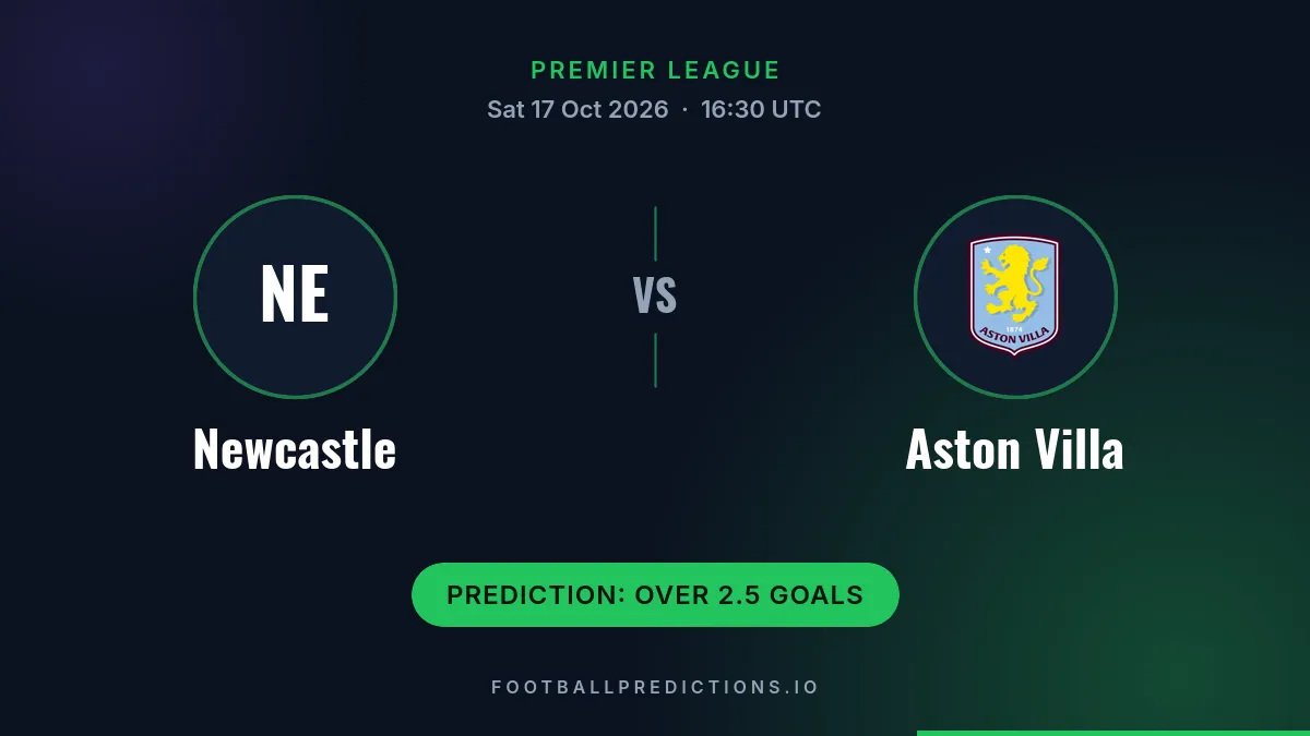 Newcastle vs Aston Villa prediction, Premier League, 17 October 2026