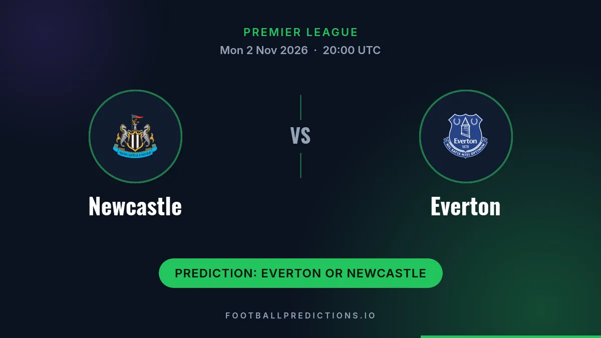 Newcastle vs Everton prediction, Premier League, 2 November 2026