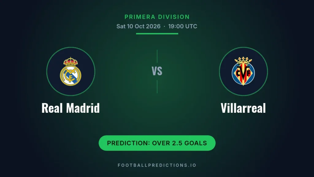 Real Madrid vs Villarreal prediction, Primera Division, 10 October 2026