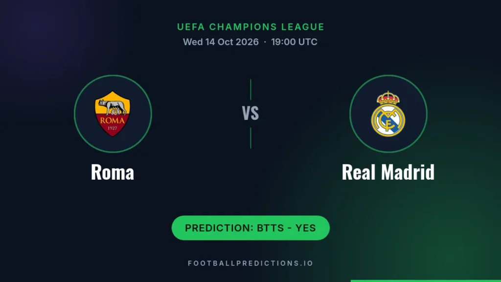 Roma vs Real Madrid prediction, UEFA Champions League, 14 October 2026