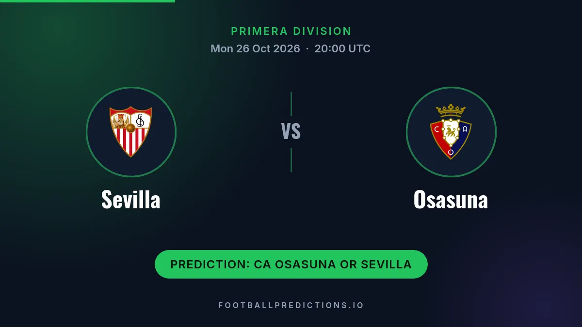 Sevilla vs Osasuna prediction, Primera Division, 26 October 2026