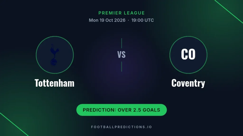 Tottenham vs Coventry prediction, Premier League, 19 October 2026