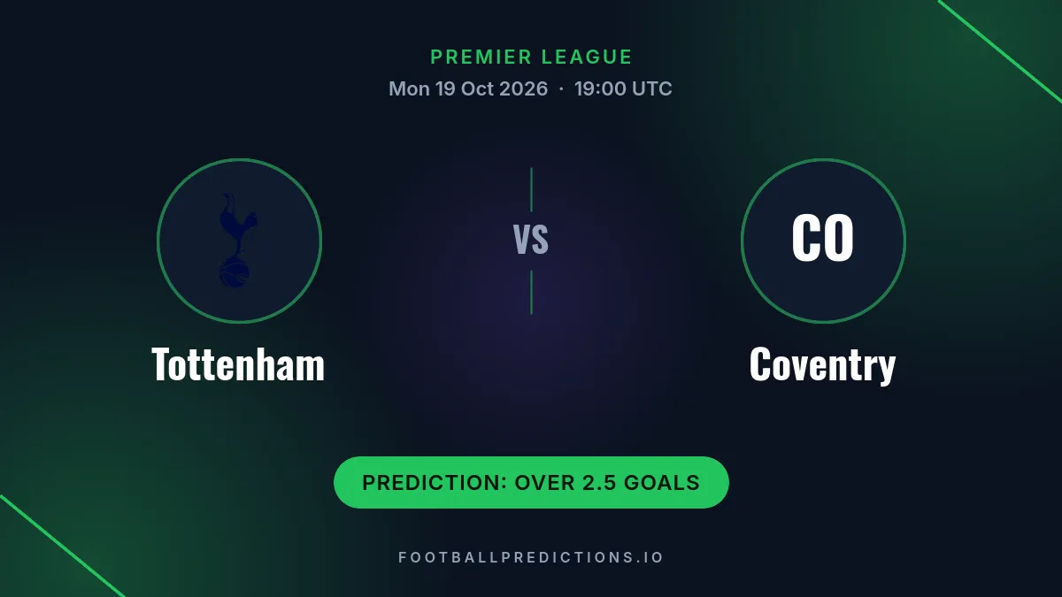 Tottenham vs Coventry prediction, Premier League, 19 October 2026