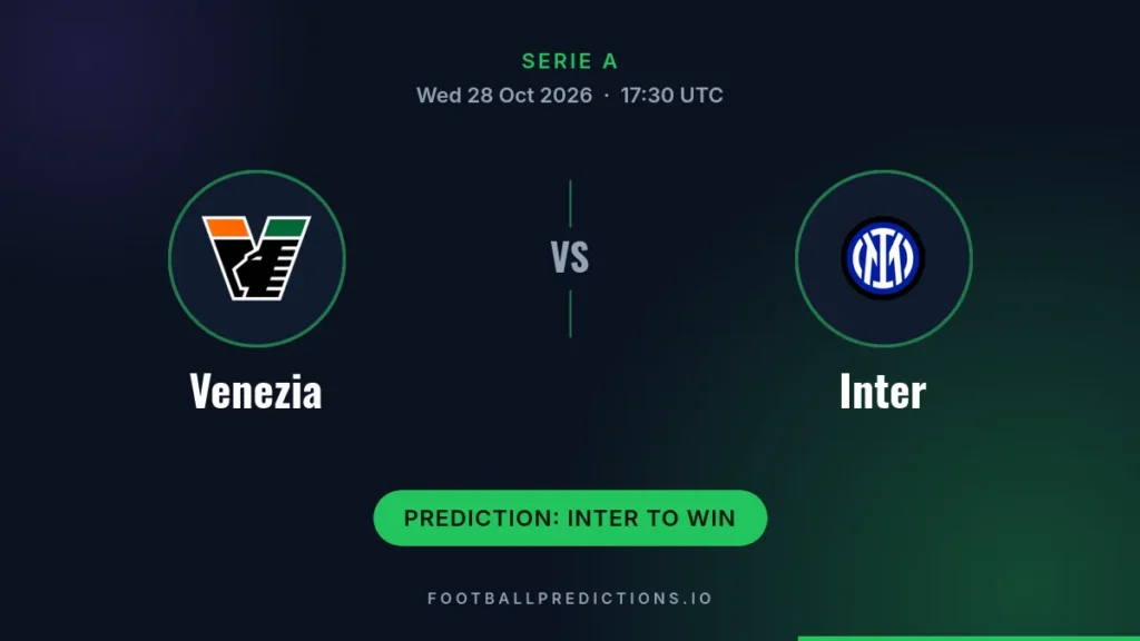 Venezia vs Inter prediction, Serie A, 28 October 2026